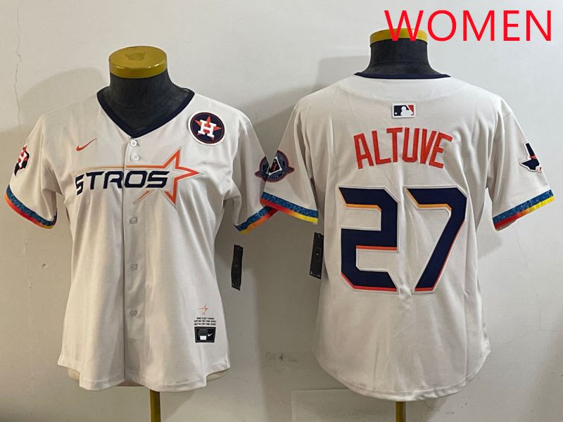Women Houston Astros #27 Altuve Cream Fourth generation Joint Name Nike 2025 MLB Jersey style 6